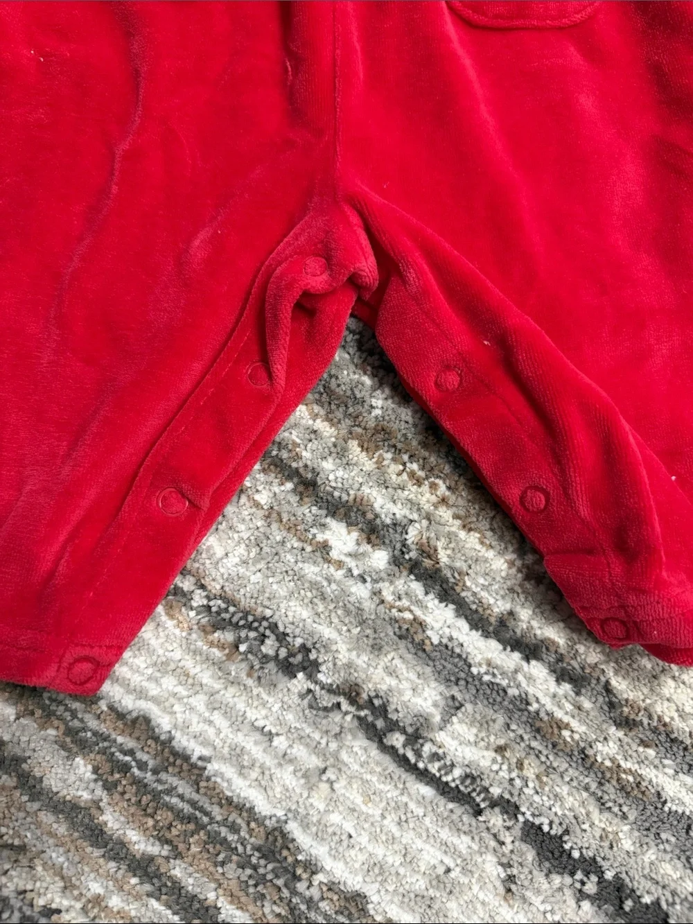 Carter's Red Velvet 'My First Christmas' Romper with Tree Embroidery